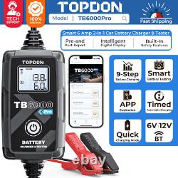 2024 TOPDON TB6000Pro 2-in-1 Smart Car Battery Charger & Battery Tester 6V/12V