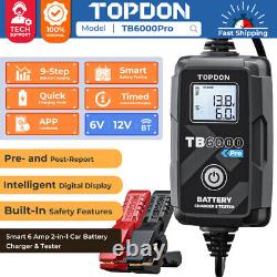 2024 TOPDON TB6000Pro 2-in-1 Smart Car Battery Charger & Battery Tester 6V/12V