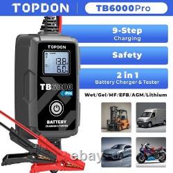 2024 TOPDON TB6000Pro 2-in-1 Smart Car Battery Charger & Battery Tester 6V/12V