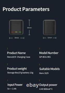 3-in-1 1720mAh Smart Battery Charger for Go Pro 9 Rechargeable Charging Case