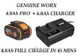 4.0Ah WORX WA3014 PRO PowerShare Battery + WA3867 Super Fast Charger