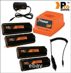 4x replacement batteries1.5ah for paslode+mains&incar chargers & original base/