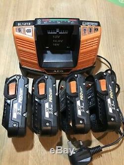 AEG 18V 2.5Ah Pro Lithium 4x Battery And Charger Set