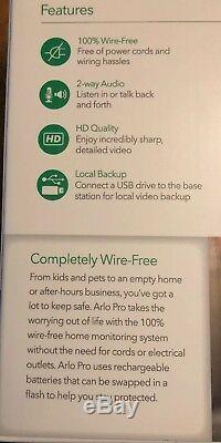 Arlo Pro Wire-Free HD Smart Security 2 Camera System VMS4230 Batteries&Charger