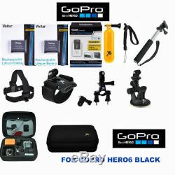 Battery for GoPro HERO6 Black 2PCS + FAST Charger + FULL PRO HD ACCESSORY KIT