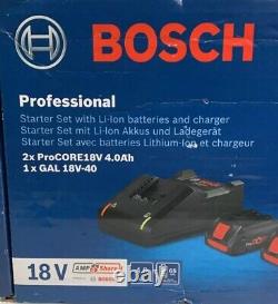 Bosch 2 x 4Ah Battery + Charger Professional GAL 18V-40 18V Battery Starter Set