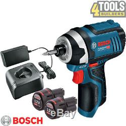 Bosch GDR 12V-105 12V Professional Impact Driver + 2 x 2.0Ah Batteries & Charger
