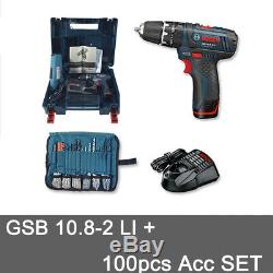 Bosch GSB 10,8-2-LI Professional(Battery / Charger)with 100pcs Drill Bit SET