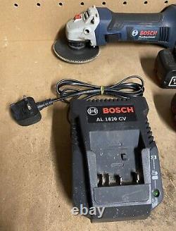 Bosch GWS 18 V-LI Professional Cordless Angle Grinder with Charger & 3 Batteries