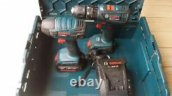 Bosch Professional Gdr18v-li Impact Driver +gsb182li Combi Drill Twin Kit + Bats
