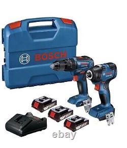 Bosch Professional Gsb18v-55 + Gdr18v-200 + 3x 2.0ah Batt + Charger + L-case New
