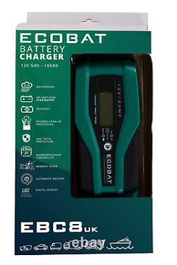 Ecobat Car Battery Charger 12V 8Amp EBC8UK Professional Quality 9 Stage