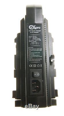 Ex-Pro Camera V Mount Lock Li-ion Battery Dual Channel Quick Charger & 12v XLP