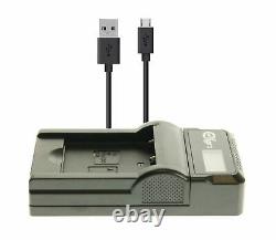 Ex-Pro SSL-JVC50 SSL-JVC70 LCD USB Battery Charger + 2x Battery for JVC GY-HM200