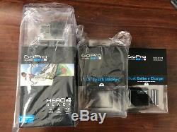 GoPro Hero 4 Black with pro LCD Touch Backpac and Dual Battery Charger NEW