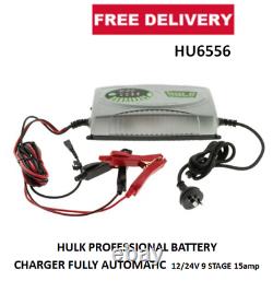HULK PROFESSIONAL BATTERY CHARGER 12/24V 9 STAGE 15amp FULLY AUTOMATIC, HU6556
