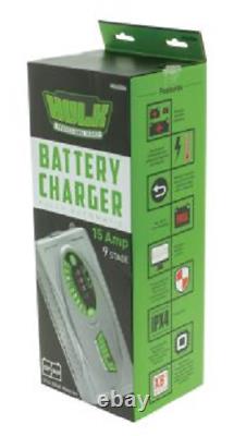 HULK PROFESSIONAL BATTERY CHARGER 12/24V 9 STAGE 15amp FULLY AUTOMATIC, HU6556
