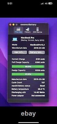 Macbook pro 2015 13 97% Health Battery From Apple, new charger from Apple i5