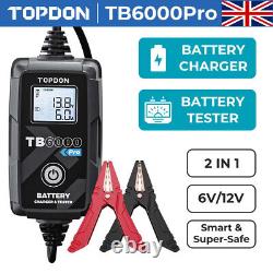 NEWEST! TOPDON TB6000Pro 6Amp 2-in-1 Car Battery Charger & Battery Tester 6V/12V