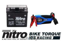 Nitro NT5L AGM Gel Battery + Charger to fit RIEJU 125 LC Marathon Pro SM (09-20)