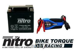 Nitro NTX14 AGM Gel Battery + Charger to fit HYOSUNG GV 650 i (07-15)