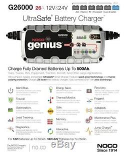 Noco Genius Battery Charger G26000uk 12v/24v Pro Series Lithium Compatible