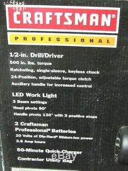 RARE Craftsman Professional 20 volt Black Drill Light Lithium Battery Set 31896