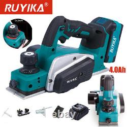 RUYIKA Pro Electric 21V Cordless Wood Planer 82MM Blades 4.0Ah Battery Charger