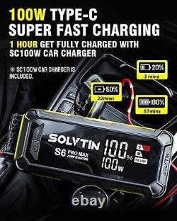 SOLVTIN S6 Pro Max Battery Jump Starter 3000A, Portable Jump Box for Up to 10L