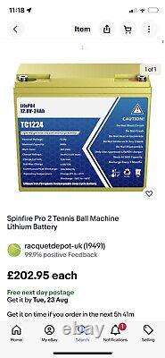 Spinfire Pro 2 Tennis Ball Machine 12v Brand New Lithium Battery, Bag & Charger