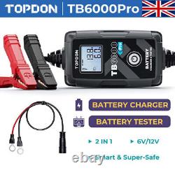 TOPDON TB6000Pro 2 in 1 Smart Car Battery Charger and 12V Battery Load Tester UK