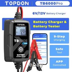 TOPDON TB6000Pro 6Amp 2-in-1 9Step Car Battery Charger and 6V/12V Battery Tester