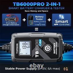TOPDON TB6000Pro 6Amp 2-in-1 9 Step Smart 12V Car Battery Charger Battery Tester