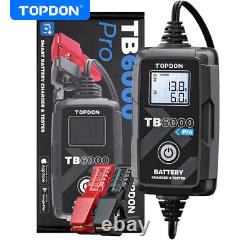 TOPDON TB6000Pro 6Amp 2-in-1 9 Step Smart 12V Car Battery Charger Battery Tester