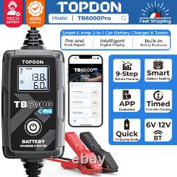 TOPDON TB6000Pro 6Amp 2-in-1 Smart Car Battery Charger & Battery Tester 6V/12V