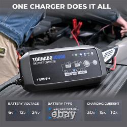 TOPDON TORNADO30000 30A 6/12/24V Professional Car Battery Charger with 12 Modes