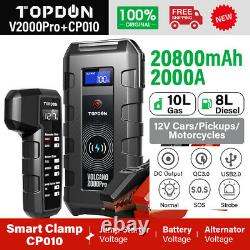 TOPDON V2000PRO Car Jump Starter Pack Booster Battery Charge Power Bank 20800mAH