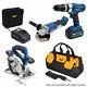 Wolf Pro Cordless 7pc Kit Grinder, Circular Saw, Drill & Battery Charger & Bag